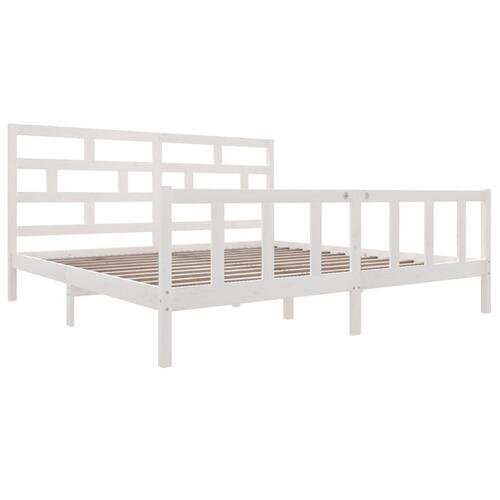 Sengeramme 180x200 cm Super King massivt fyrretræ hvid