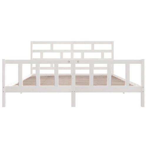 Sengeramme 180x200 cm Super King massivt fyrretræ hvid