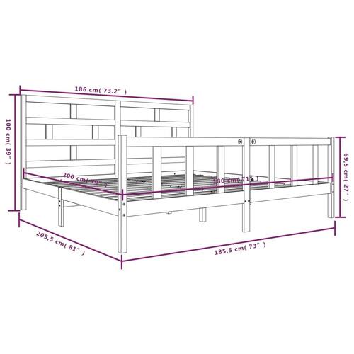 Sengeramme 180x200 cm Super King massivt fyrretræ hvid