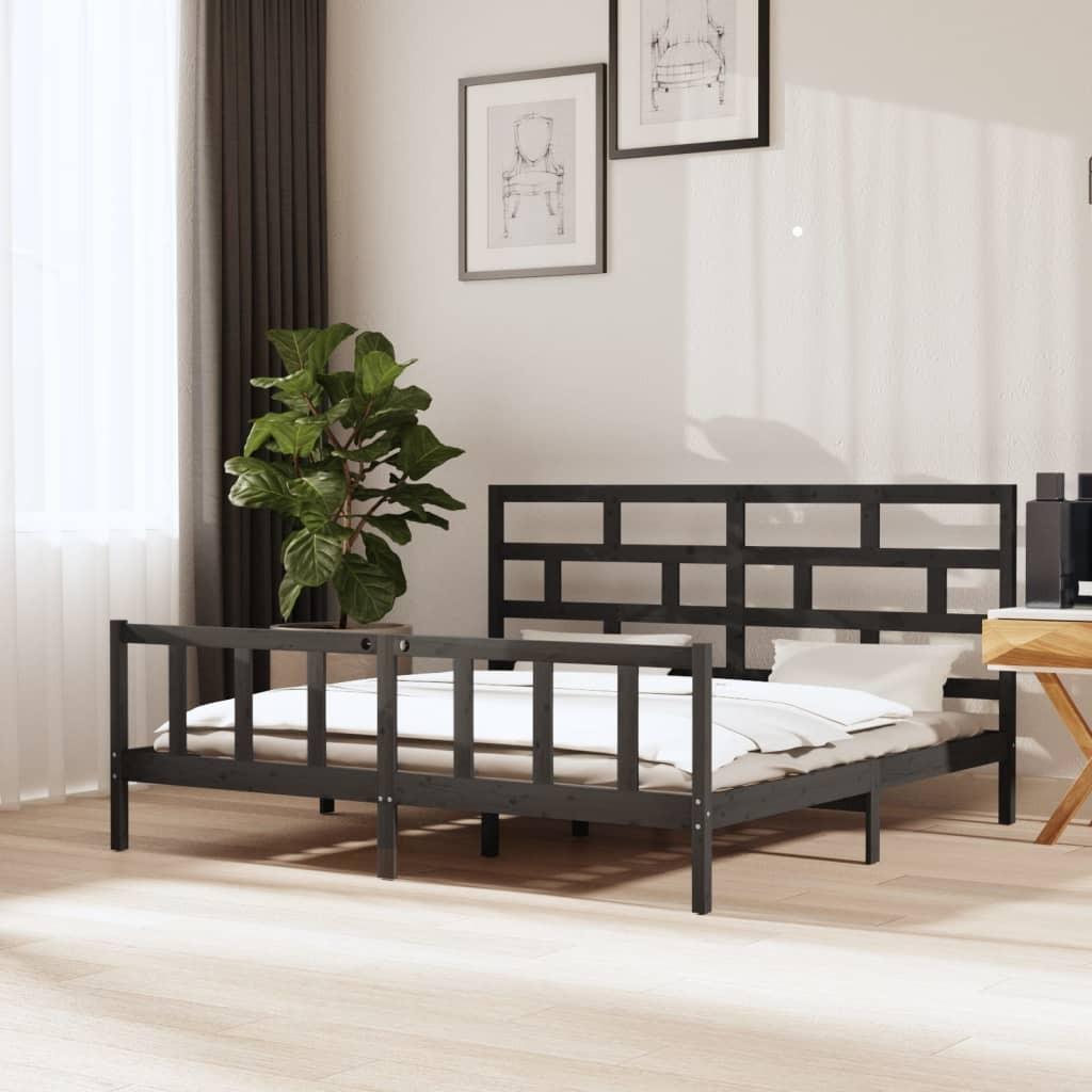 Sengeramme 180x200 cm Super King massivt fyrretræ grå