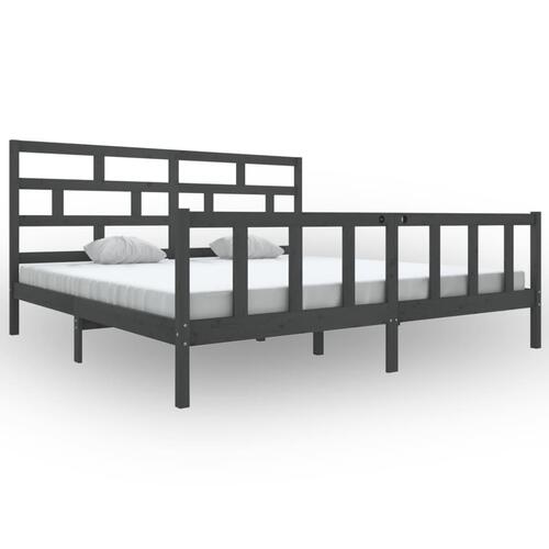 Sengeramme 180x200 cm Super King massivt fyrretræ grå