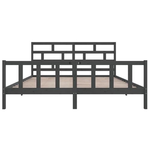 Sengeramme 180x200 cm Super King massivt fyrretræ grå
