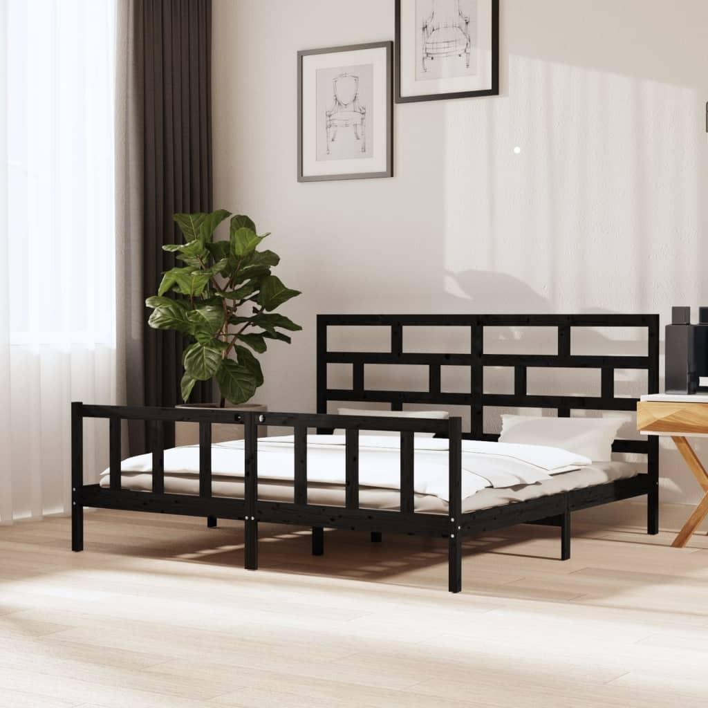 Sengeramme 180x200 cm Super King massivt fyrretræ grå