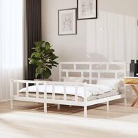 Sengeramme 200x200 cm massivt fyrretræ hvid