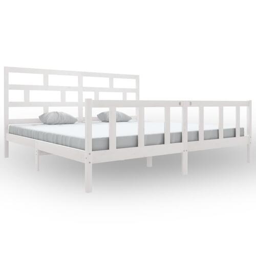 Sengeramme 200x200 cm massivt fyrretræ hvid