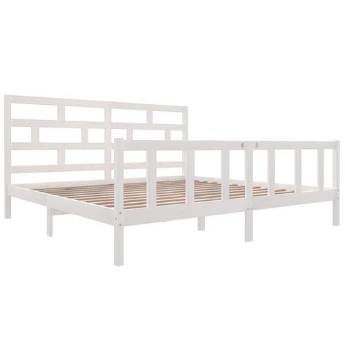 Sengeramme 200x200 cm massivt fyrretræ hvid