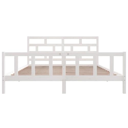 Sengeramme 200x200 cm massivt fyrretræ hvid