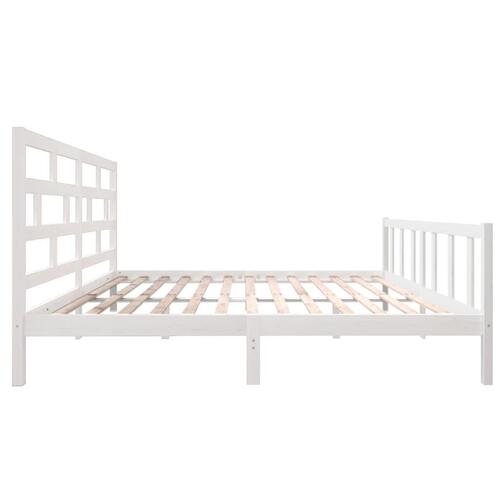 Sengeramme 200x200 cm massivt fyrretræ hvid