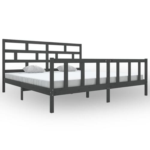 Sengeramme 200x200 cm massivt fyrretræ grå