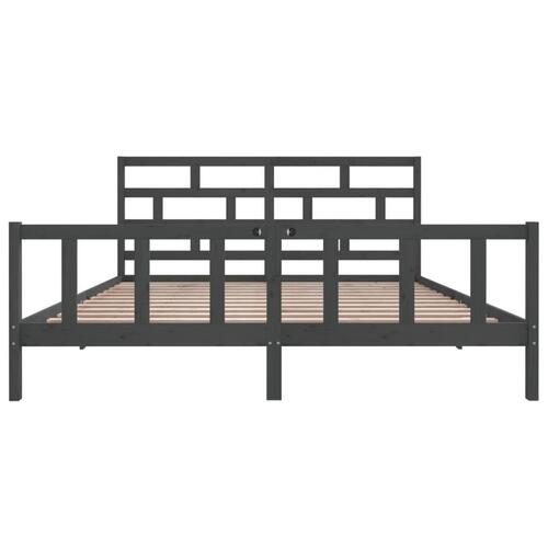 Sengeramme 200x200 cm massivt fyrretræ grå