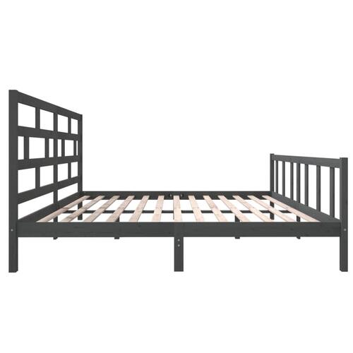 Sengeramme 200x200 cm massivt fyrretræ grå