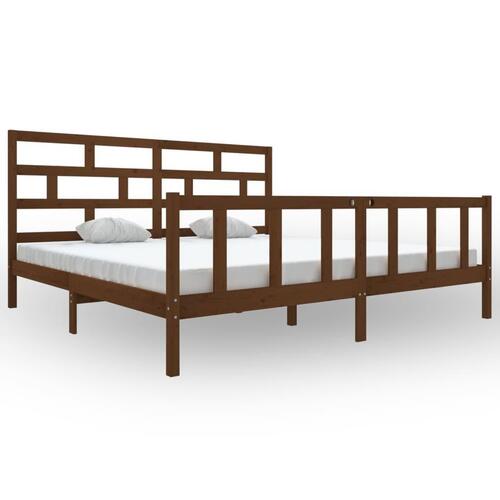 Sengeramme 200x200 cm massivt fyrretræ gyldenbrun