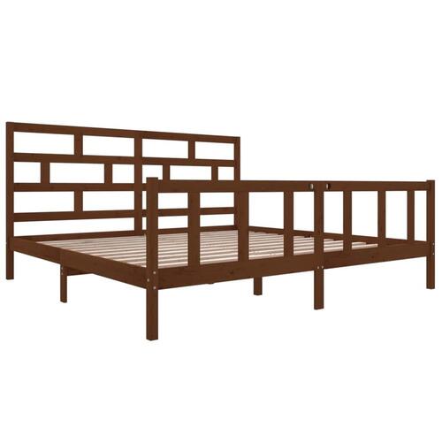 Sengeramme 200x200 cm massivt fyrretræ gyldenbrun