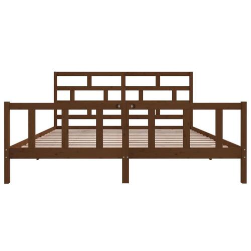Sengeramme 200x200 cm massivt fyrretræ gyldenbrun