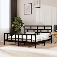 Sengeramme 200x200 cm massivt fyrretræ sort