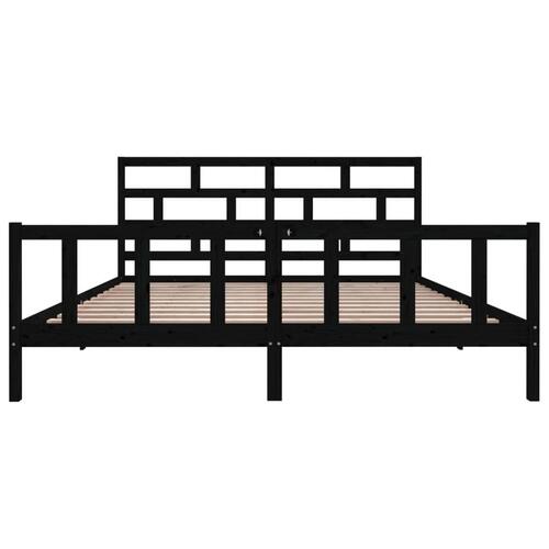 Sengeramme 200x200 cm massivt fyrretræ sort