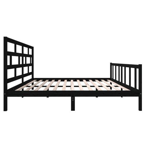 Sengeramme 200x200 cm massivt fyrretræ sort