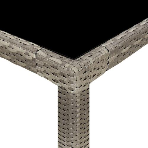 Havebord 250x100x75 cm hærdet glas og polyrattan grå