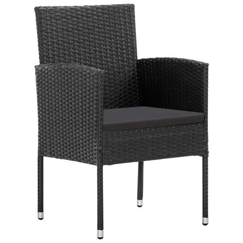 Spisebordssæt til haven 5 dele polyrattan sort