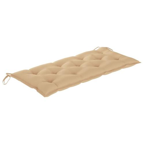 Batavia-bænk med beige hynder 120 cm massivt teaktræ