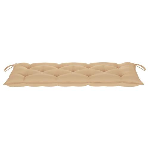 Batavia-bænk med beige hynder 120 cm massivt teaktræ