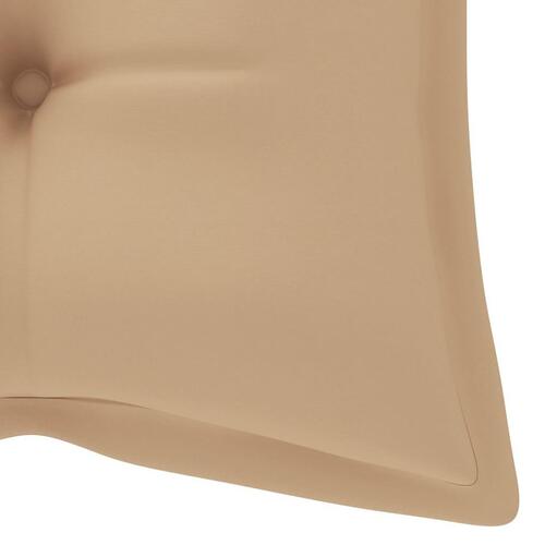 Batavia-bænk med beige hynder 120 cm massivt teaktræ