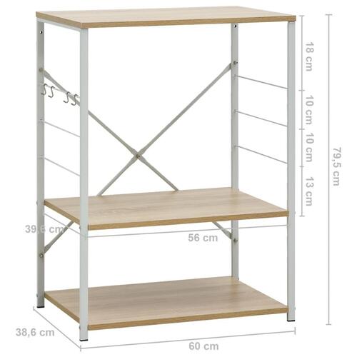 Skab til mikrobølgeovn 60x39,6x79,5 cm konstrueret træ hvid/eg