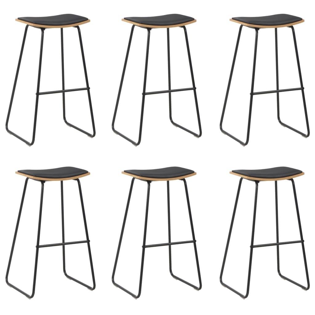Barstole 6 stk. kunstlæder sort