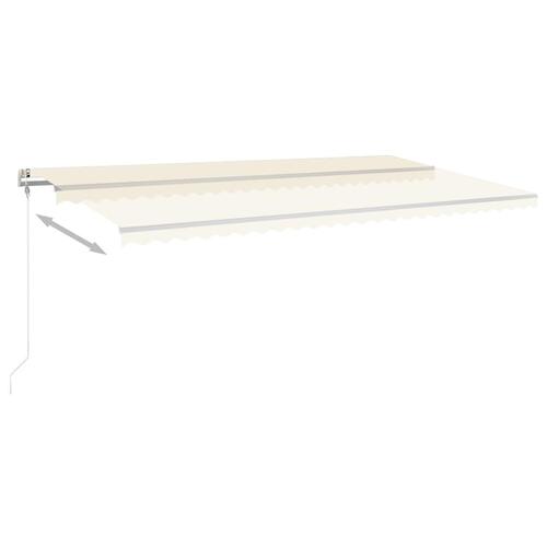 Markise m. LED + vindsensor 600x300 cm automatisk cremefarvet
