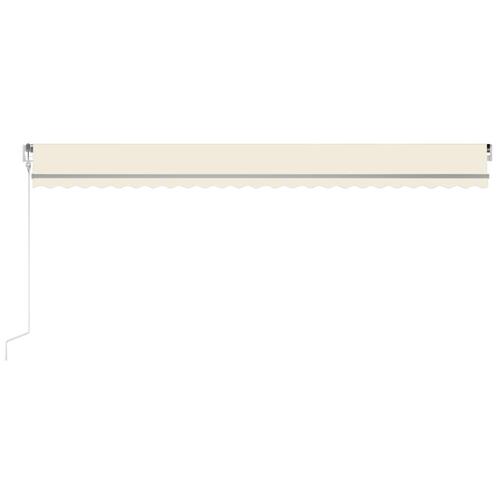 Markise m. LED + vindsensor 600x300 cm automatisk cremefarvet