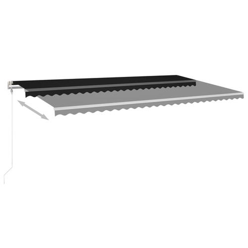 Markise m. LED + vindsensor 600x300 cm automatisk antracit