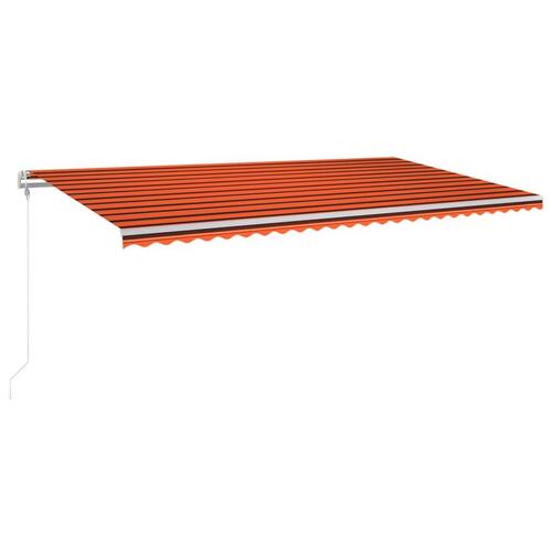 Markise m. LED + vindsensor 600x300 cm automatisk orange/brun