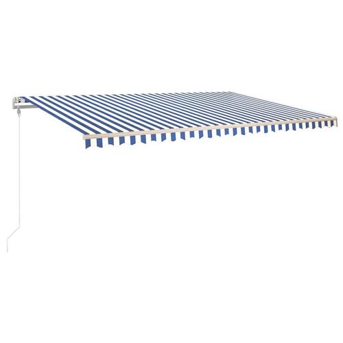 Markise 500x350 cm automatisk betjening blå og hvid