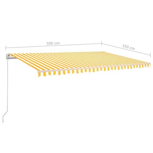 Markise 500x350 cm automatisk betjening gul og hvid