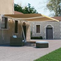 Markise m. LED + vindsensor 600x300 cm automatisk gul/hvid