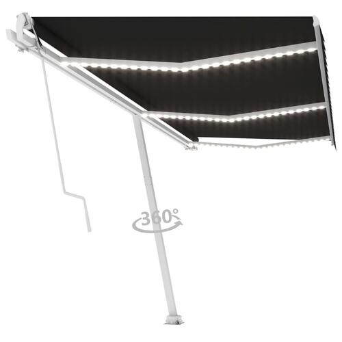 Markise m. LED + vindsensor 600x300 cm automatisk antracit