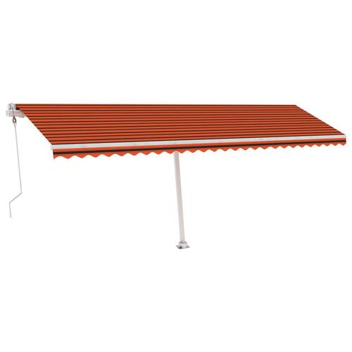 Markise m. LED + vindsensor 600x300 cm automatisk orange/brun