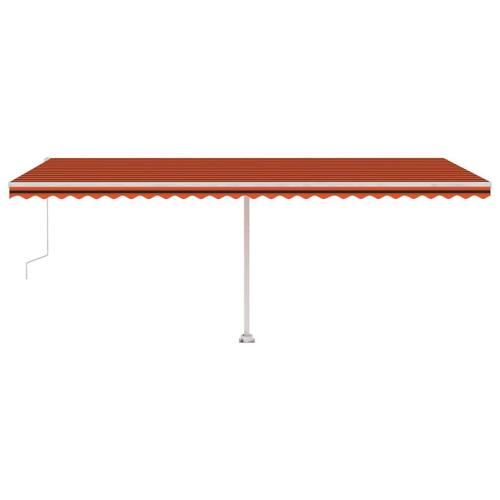 Markise m. LED + vindsensor 600x300 cm automatisk orange/brun