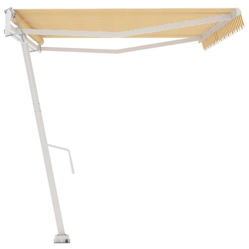 Fritstående markise 500x350 cm automatisk betjening gul og hvid