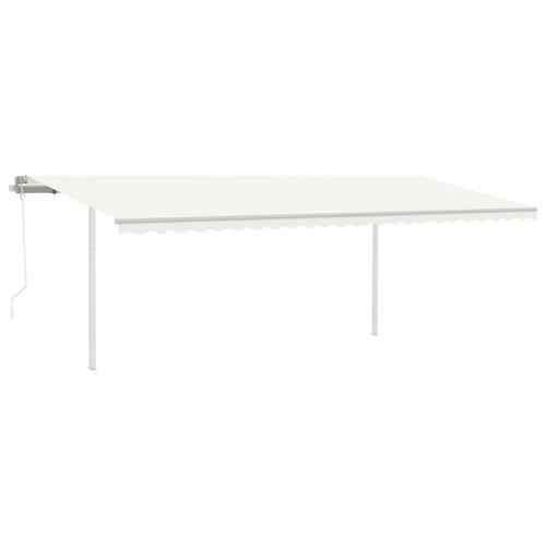 Markise m. LED + vindsensor 6x3 m automatisk cremefarvet