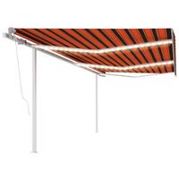 Markise m. LED + vindsensor 6x3 m automatisk orange og brun