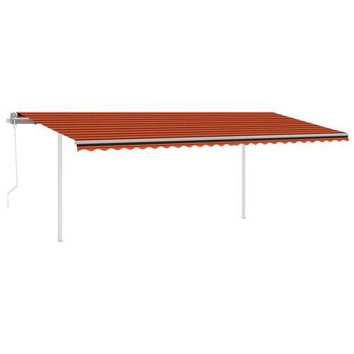 Markise m. LED + vindsensor 6x3 m automatisk orange og brun
