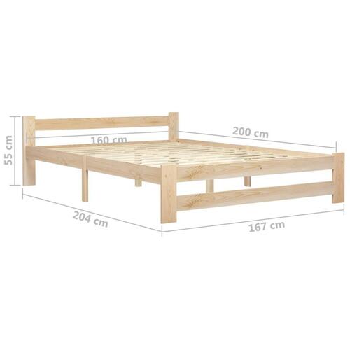 Sengestel 160x200 cm massivt fyrretræ