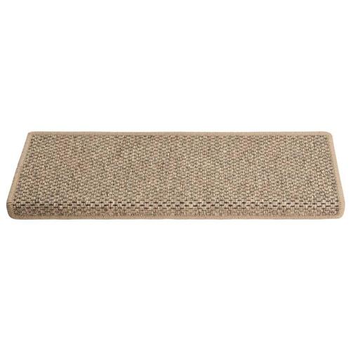 Selvklæbende trappemåtter 15 stk. 65x21x4 cm sisal-look beige