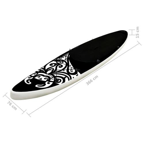 Oppusteligt paddleboardsæt 366x76x15 cm sort