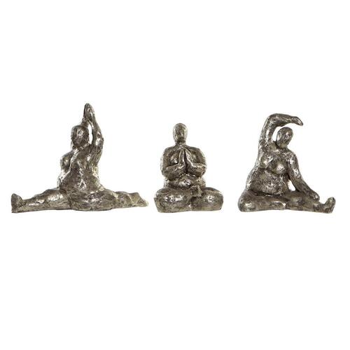 Dekorativ figur 11 x 22,5 x 17 cm Gylden Yoga (3 enheder)