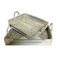 Bakkesæt Hvid Turkisblå Natur Tropisk 48 x 38 x 15 cm Metal (2 enheder)