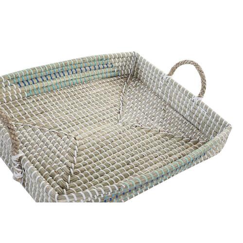 Bakkesæt Hvid Turkisblå Natur Tropisk 48 x 38 x 15 cm Metal (2 enheder)