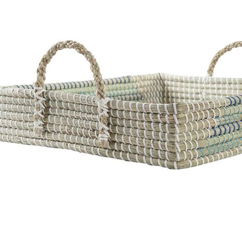 Bakkesæt Hvid Turkisblå Natur Tropisk 48 x 38 x 15 cm Metal (2 enheder)