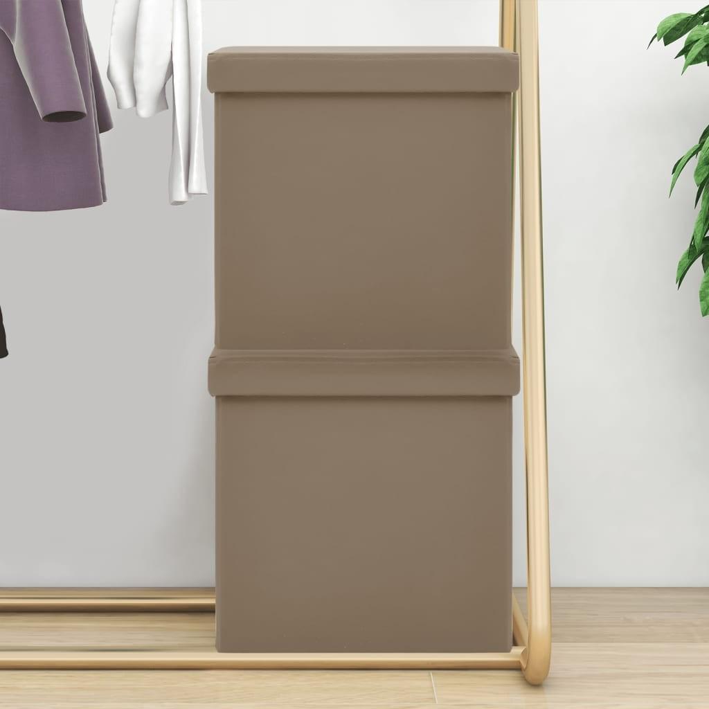 Foldbare opbevaringspuffer 2 stk. PVC cappuccinofarvet